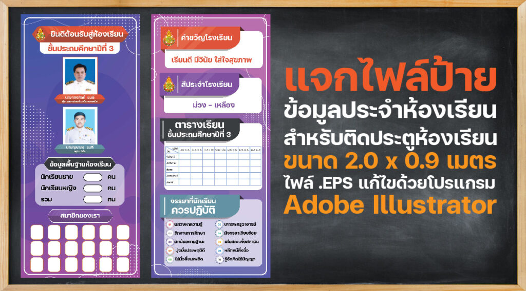 ป้ายไวนิลหน้าห้องเรียน